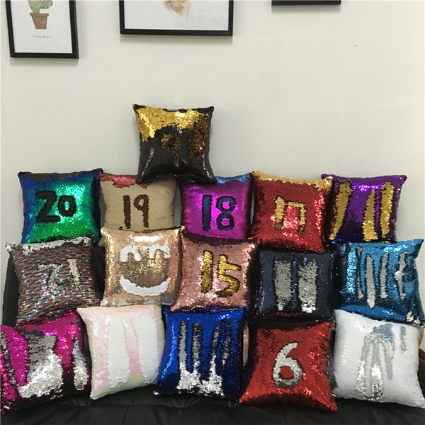 35 Styles Sequin Pillow Case Cover Mermaid Pillow Cover Bling Magic Reversible Glitter Sofa Cushion Car Cover Boster Case Christmas B21402