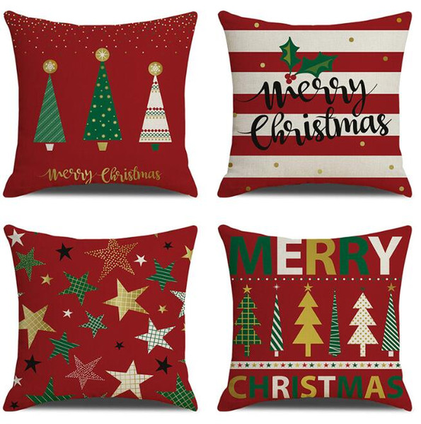 6 Designs 45*45cm New Merry Christmas Santa Claus Cushion Cover Christmas Car Home Sofa Decorative Pillowcase Throw Pillow Case