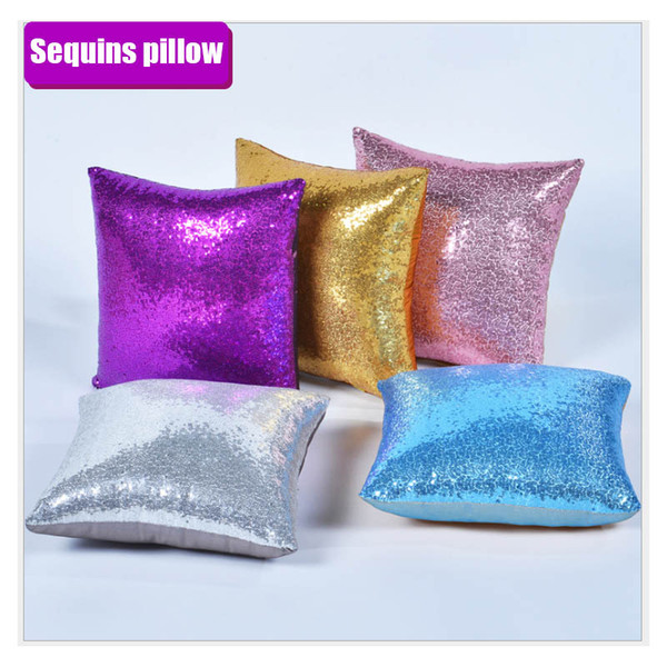 11 colors glitter sequins pillow case solid color cushion home car comfortable decor waist cushion cover Sofa Pillowcase 40*40cm