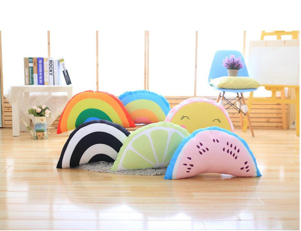 Sicircle Rainbow Smiling Face Throw Pillow Summer Fruit Sofa Cushion with Zipper Removable and Washable Lumbar Support Pillow