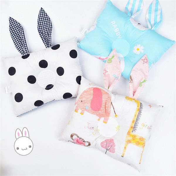 Infant Rabbit ears print Memory Pillow INS Newborn cartoon bunny ears Support Cushion Pad Baby Stereotypes Pillow 25 colors C285