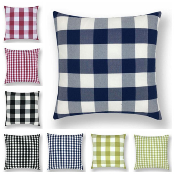 Cushions Cover Plaid Throw Pillow Case Check Decorative Pillows Covers Office Car Home Sofa Decor 16 Designs DHL Free DHW3449