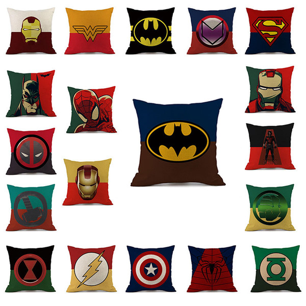 Superhero Avengers cushion case cartoon pillow case Hulk Deadpool iron Man Print Cushion Cover linen Pillow Cover Cartoon Home Textiles C822