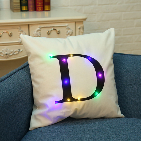 LED Pillow Case Cushion Covers Flash Letter lights Boster Cases square pillowslip Sofa Throw Pillowcase Home Decorations for Christmas