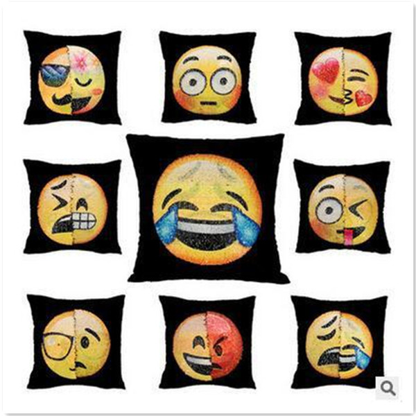 2018 Sequins Pillow Case Emoji Mermaid Cushion Gradient Color Change Face Double Color Pillow Cover Soft Car Sofa Ornament Bright Covers