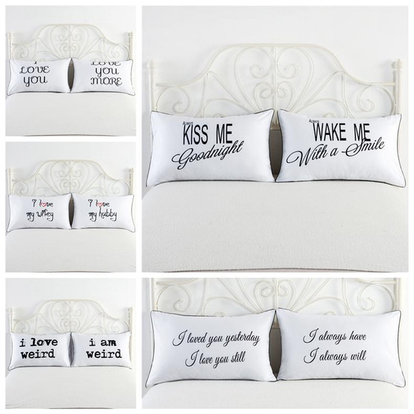 Simple Styles White Pillowcase Bedding Letters Pattern Pillow Cover Home Textiles 21 Choices Optional 50*75cm