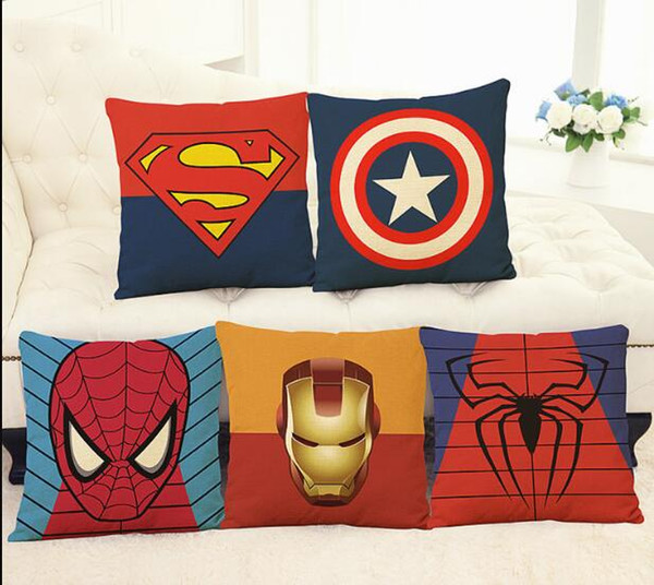 45*45 cm Captain America 3 Linen Pillow Case Iron Man Spider-Man Marvel Heroes Anime Pillow Cushion(no pillow)