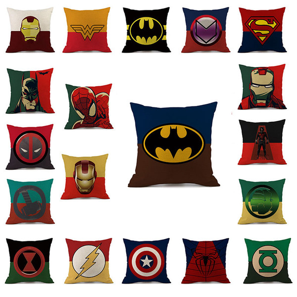 Superhero Avengers cushion case cartoon pillow case Hulk Deadpool iron Man Print Cushion Cover linen Pillow Cover Cartoon Home TextilesC4715