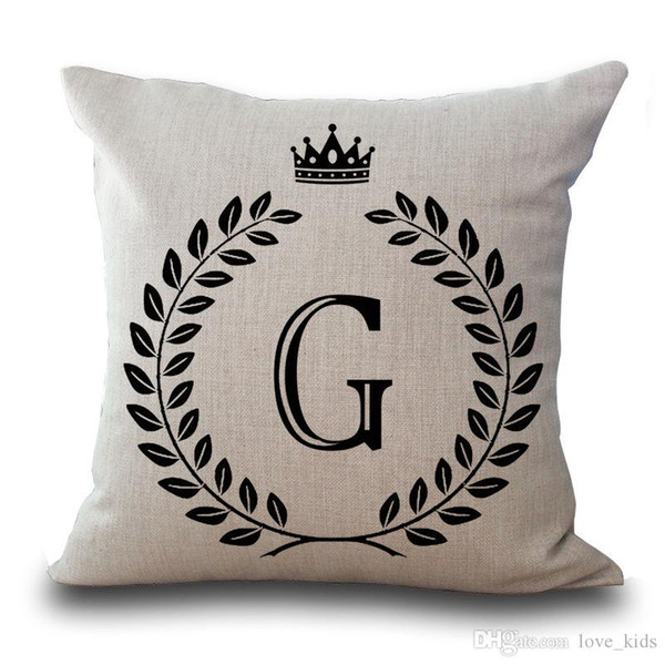 Letter English cotton 45*45cm fashion window upholstery pillow case car back cushion pillow sofa cover crown