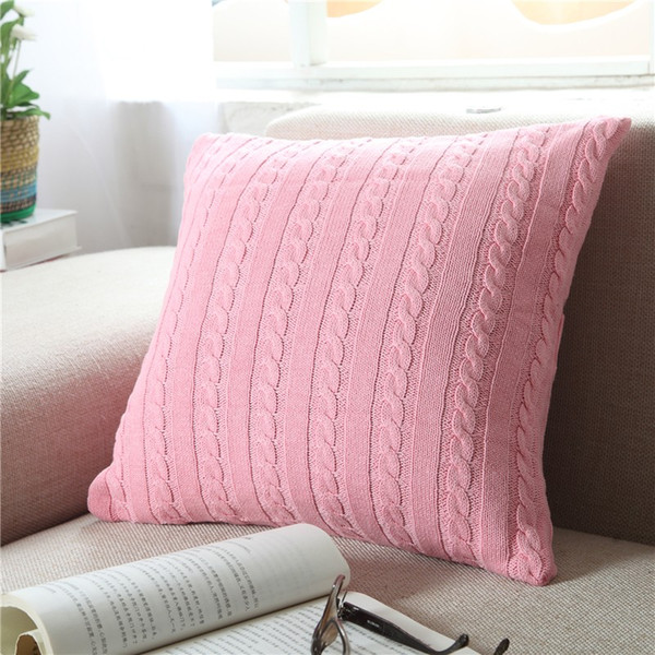 Pillowcase 11 Kinds of Color Cushion Faux Knitting Home Decorative Hand Made Pillow Case Cushion Cover for Travel Use , 18X18-Inch Xmas Gift