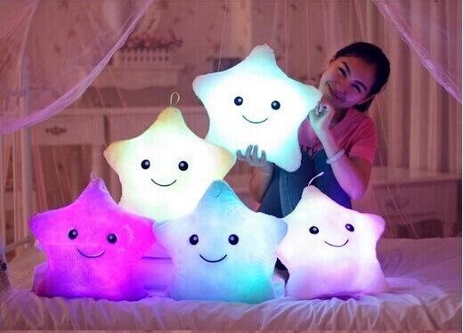 Colorful LED Night Flash Light Lucky Star Led Light Pillow For Kids Led Light Cushion With Musical Plug baby pillow