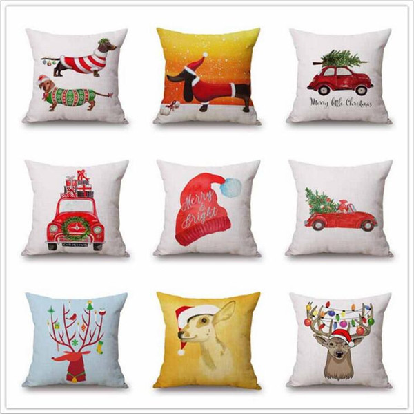 Christmas Pillows Case Xmas Pillow Cover Reindeer Elk Throw Cushion Cover Tree Sofa Nap Cushion Covers Santa Claus Home Decor 45*45cm B2864