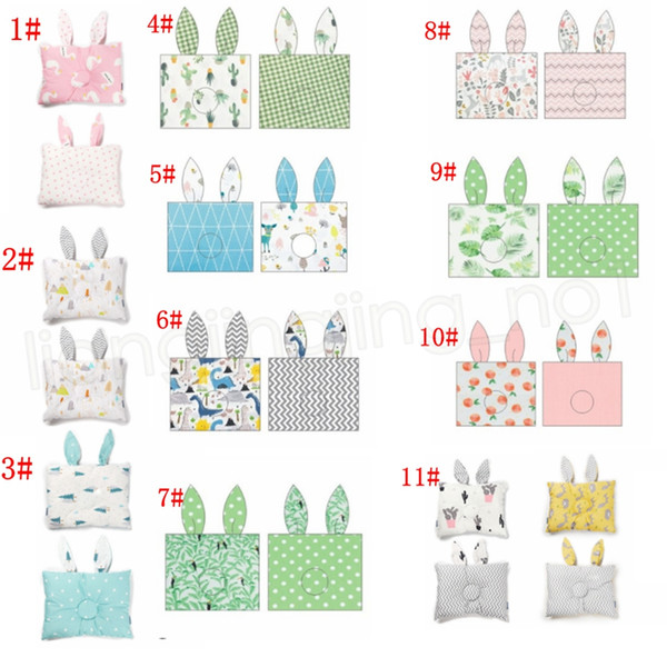 Cotton Baby Pillow Soft Newborns Head Protection Kids Nursing Pillow Boy Girl Cushion with Rabbit Ears Baby Room Bed Decor FFA3751