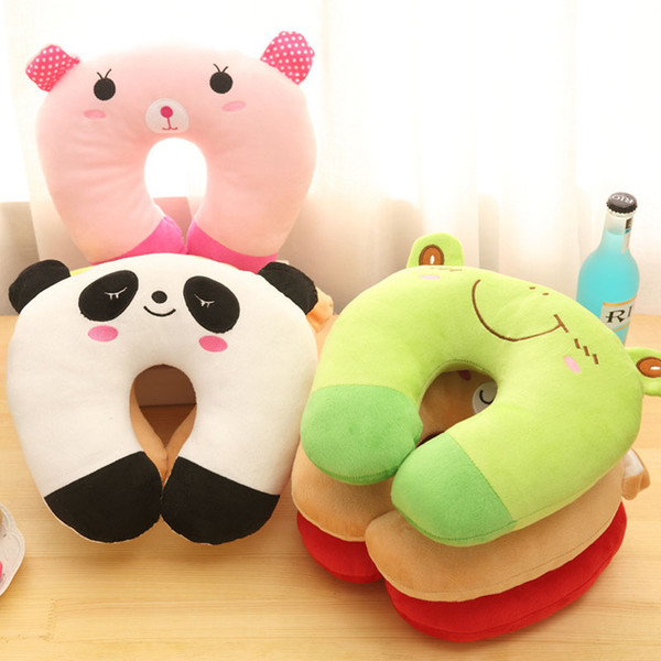 Animal Baby Kids Neck Support Pillow Cushion Plush Toys U-shaped Children Neck Guard Rug Cartoon PP Cotton Pillows Gifts C397