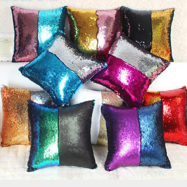 New Girls Mixed Color Double Sequin Pillow Cushion Home Sofa Car Decor Mermaid Christmas Pillow Colorful Magic DIY Cushion