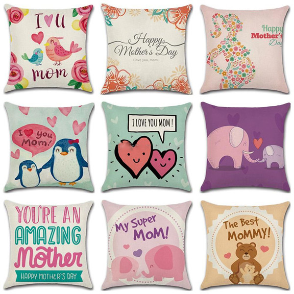 Mother's Day Pillows Case Letter print Pillow Cover 45*45cm Sofa Nap Cushion Covers Warm Home Decoration 32 styles