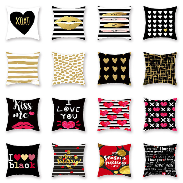 Valentines Pillows Case Valentine's Day stripe Letter Love print Pillow Cover 44*44cm Sofa Nap Cushion Covers Home Decoration 56styles C5751