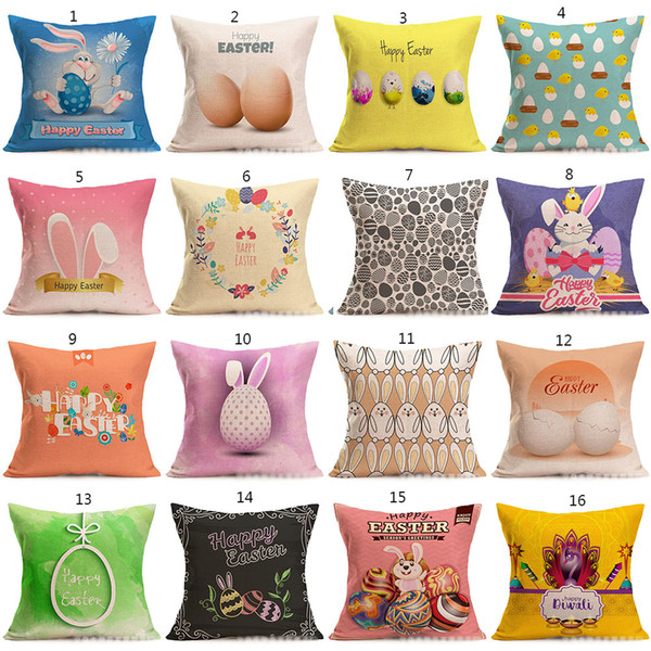 Easter bunny Pillows Case rabbit Letter print Pillow Cover 45*45cm Sofa Nap Cushion Covers Home Decoration 81 styles C5757