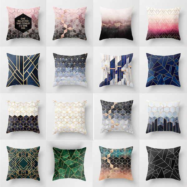 Style Geometric Cushion Cover Polyester Pillow Case Black And White Home Decorative Pillows Cover For Sofa Car MMA1811