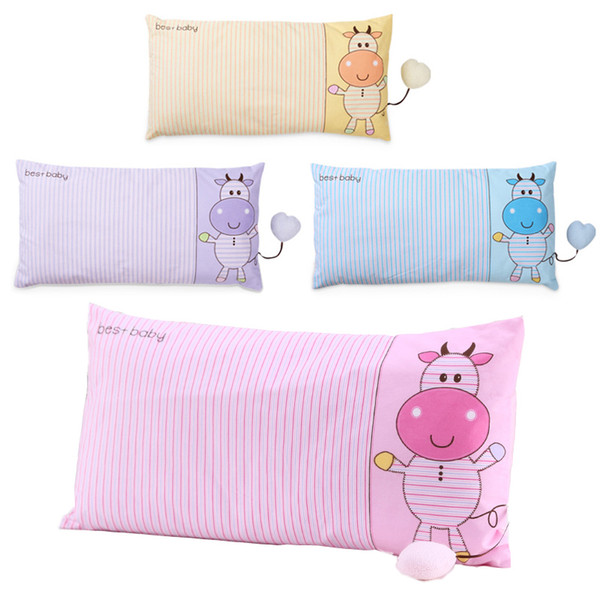 High Quality Baby Pillow Infant Kindergarten Kids Cartoon Character Soft Pillow Toddler Cotton Stripe Neck Protection Pillows 0-5Year