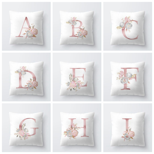 26 styles Fashion Peach Skin Letter English Print Waist Pillow Cushion Pillowcase Throw for Hotel Home Living Room decor Pillow Cover