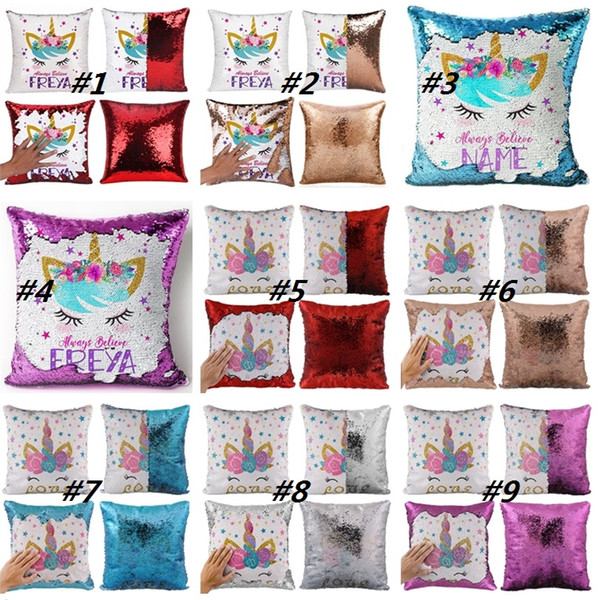 Unicorn Sequins Pillow Case Reversible Pillow Cover Mermaid Sequin Pillowcase Sofa Cushion Decorative Pillow covers 4872