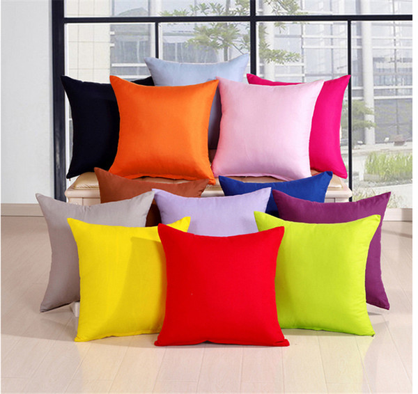 45*45cm Home Sofa Decor Pillowcase Candy Color Throw Pillow Case Cushion Covers Solid Color Home Office Decoration