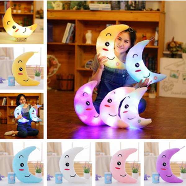 New beautiful cute cartoon moon glow pillow Children's Day gift birthday gift Short Plush Pillows T7I5041