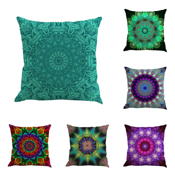 45*45CM Bohemia Abstract Pillow Case Geometry Cushion Cover Mandala Flower Pattern Flax Throw Chair Seat Car Pillowcase Decorative B11