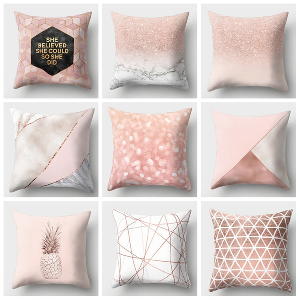 Geometric Pillow Covers Nordic Style Cushions Covers Rose Gold Cushion Covers Pink Bedroom Sofa Home Decor 39 Designs 10pcs YW1535