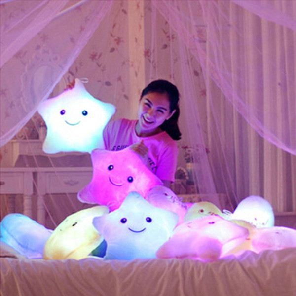 Stuffed Dolls LED Stars Light Colorful Pillows Popular Plush Toys for Kids