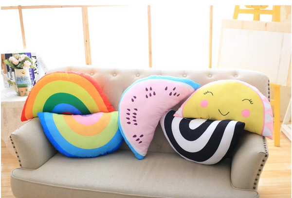 New Rainbow Smiling Face Throw Pillow Summer Fruit Sofa Cushion with Zipper Removable and Washable Lumbar Support Pillow