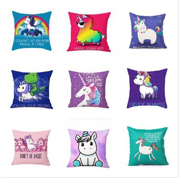 16 Styles Unicorn Horse Pillowcase creative cartoon unicorn print pillow case bed sofa waist cushion cover car hom decor free shipping