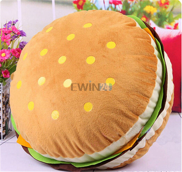 Hot Selling!Stuffed Cushion Soft Plush Hamburger Kid Toy Doll King Burger Pad Cushion Pillow Free Shipping