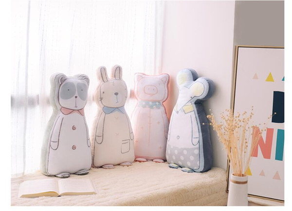 Metoomi rabbit 2D graffiti baby pillow spot creative doll Panda pig mouse plush toys rely on the approval