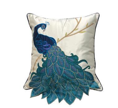 luxury peacock cushion case decorative mixed yarn embroidery pillow case home decoration sofa square cushion cover