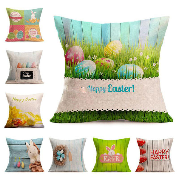 Easter bunny Pillows Case rabbit Letter print Pillow Cover 43*43cm Sofa Nap Cushion Covers Home Decoration 23 styles