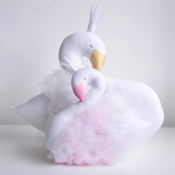 Baby Pillow Swan Crown Gauze Pillow Cushion Baby Accompany Sleeping Doll Photography Props Children's Bed Room Decoration Toys