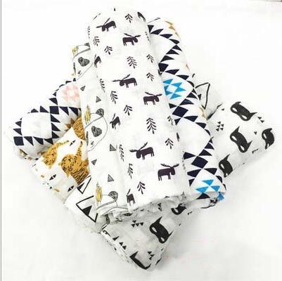 INS animal muslin blanket aden anais children swaddle wrap blankets towelling baby infant blanket DHL Free fox bear panda pattern LXL307