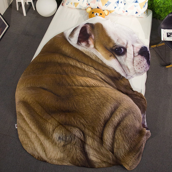 3D Cute Pug Dog Cat Printed Summer Quilt Soft Bedspread Lightweight Kids Adults Bed Throw Sofa Warm Blanket Summer Quilts SH190917