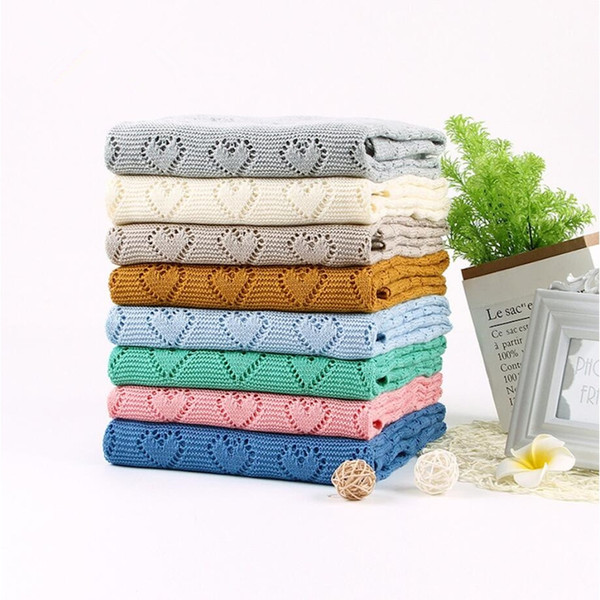 80*100CM Cotton Crochet Newborn bed quilt Hole Blanket Summer Baby blanket knitting love hollow Quilt Sleeping Bed Supplies