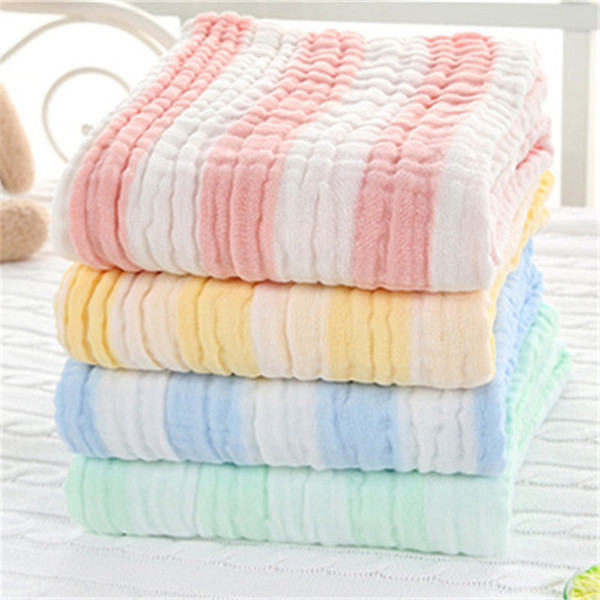 105 * 105cm cotton gauze color strip baby large bath towel baby towel 0-2 years old bedding blanket