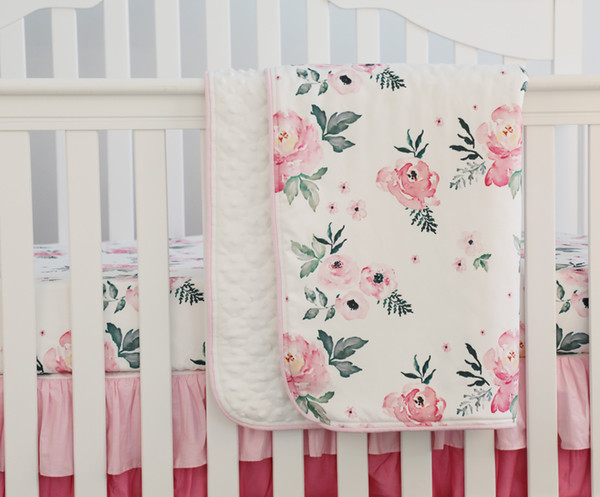 Baby Blanket Baby Newborn Swaddle Wrap Crib Comforter Quilt 34*42 inches(Pink floral)