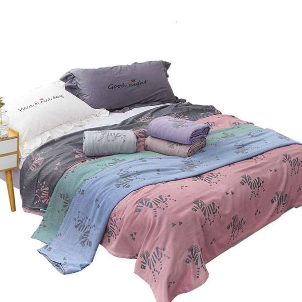 Gauze Summer Quilt Blanket Queen King Bed Cover Bedspread Bedding Fashion Towel Comforters Throw Blankets for Adult Children SH190917