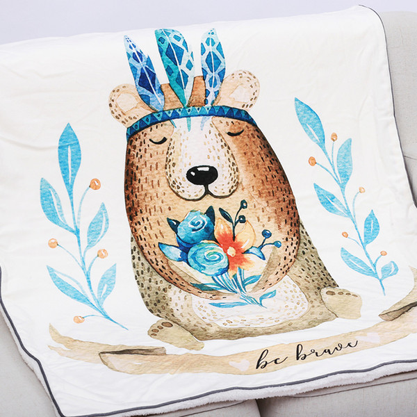 115X155cm thick hand painted cartoon animal soft minky fleece weighted baby blanket newborn quilt toddler cover kids bedding