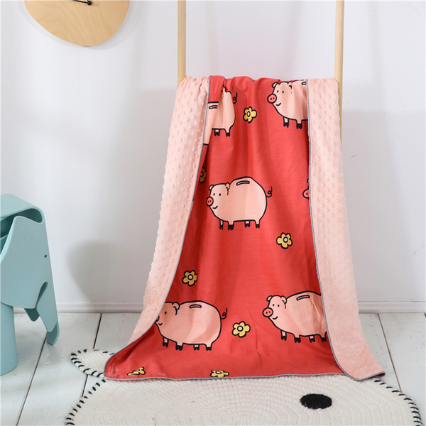 Baby Quilt Double Sided Blanket Fleece Kids Cartoon Blanket Towel Travel Office Sofa Bedspread Knee Blanket Soft Stroller Cover