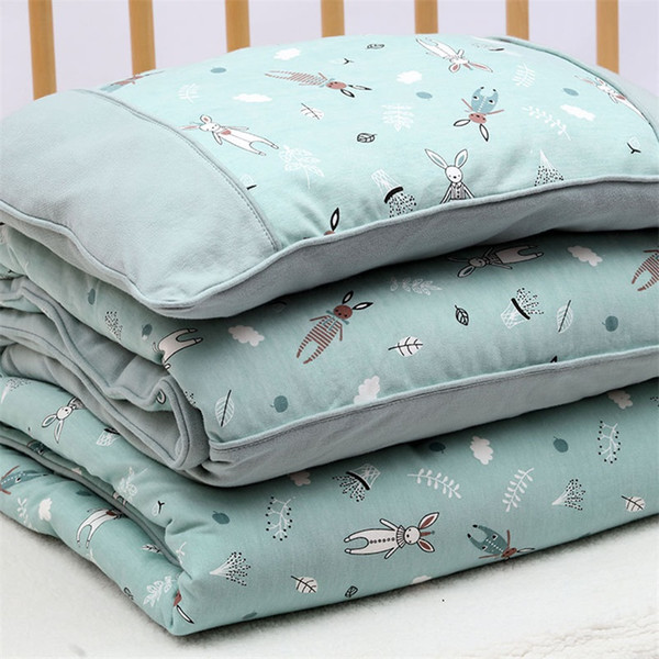 120X150cm cotton weighted thermal baby duvet with insert newborn pillow comforter child quilt cartoon animal kids bedding set