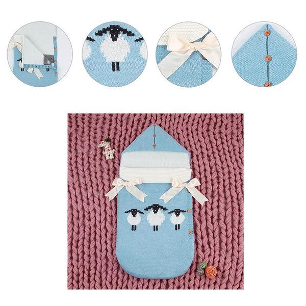 Boy And Girl Baby Cartoon Knitted Quilt Parcels Baby Caps Cartoon Sheep Quilt Bag Stroller Cover Super Soft