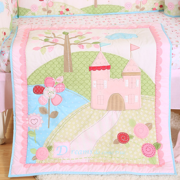 Cotton 33*42cm Baby Quilt Pink Cartoon Pattern Baby Bedding Set Newborn Boy Girl Baby Bedding Set