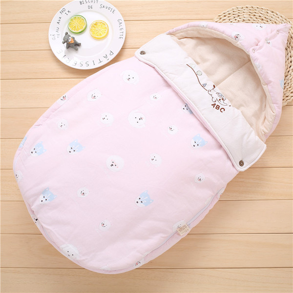 Newborn Cotton Baby Padded Soft Combed Cotton Sleeping Bag Cartoon Infant Swaddle Baby Cuddle Sleeping Bag Infant Baby Quilt